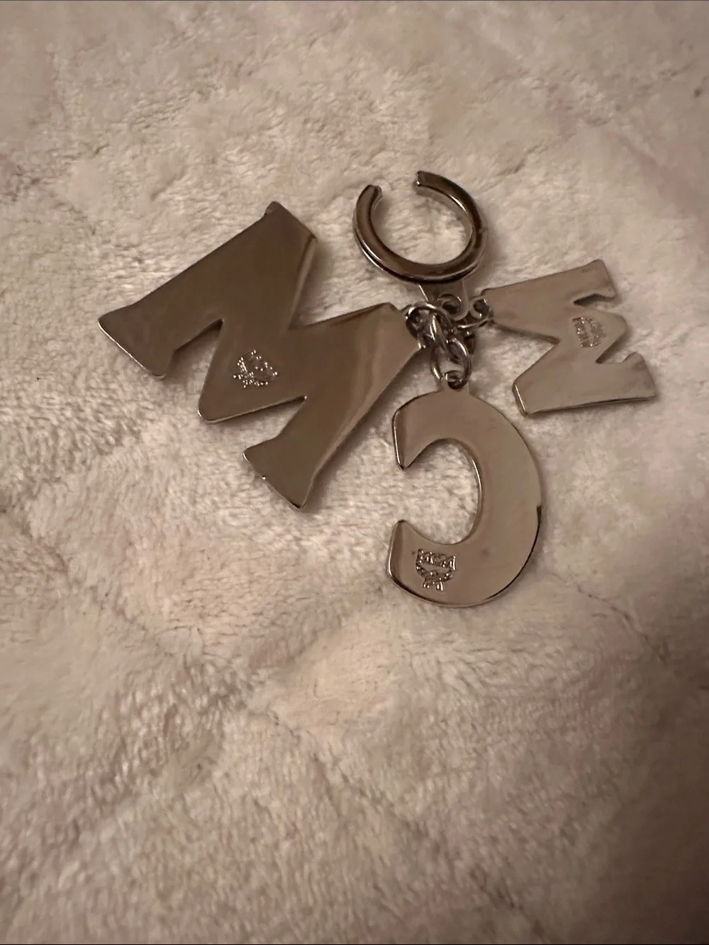 MCM Pink and Silver Bag Charm/Key Holder